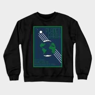 Art Deco Space Travel Poster - Earth Crewneck Sweatshirt